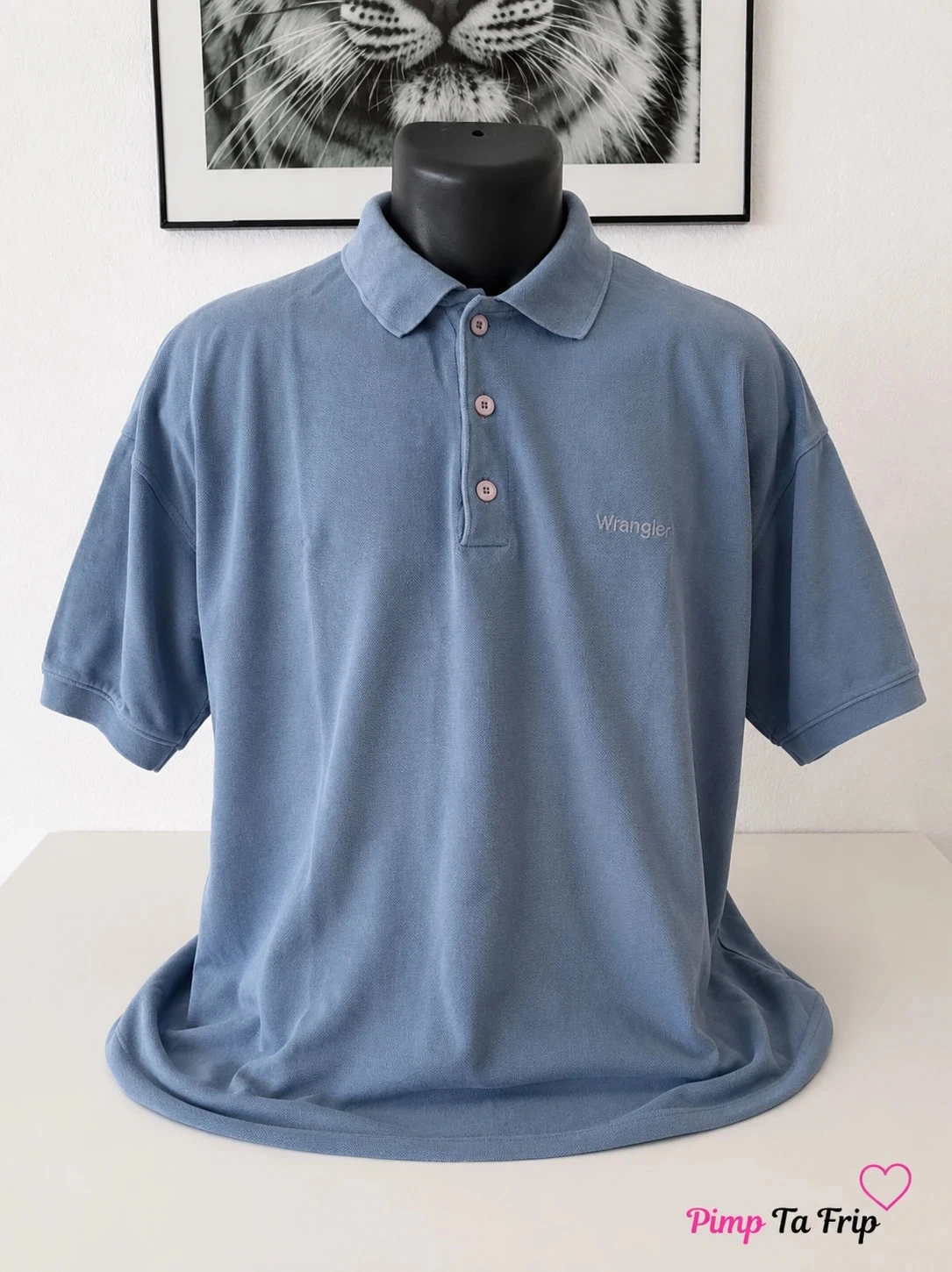Polo manches courtes bleu ciel Wrangler maille piquée coton homme XL